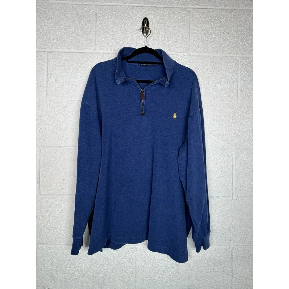 Polo Ralph Lauren Blue Quarter Zip Pullover Cotton Big & Tall 2XB